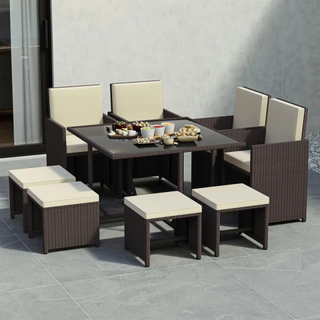 Lassic Garden Vida Cuba 8 Seater Rattan Set + Cover Brown unisex One Size