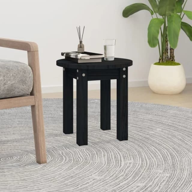 Vidaxl Coffee Table Black Ø 35X35cm Solid Wood Pine, Black 822341