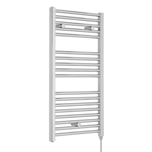 Balterley Electric Vertical Round Towel Rail 18 Rails 300 Watt Chrome 920x 480mm Silver