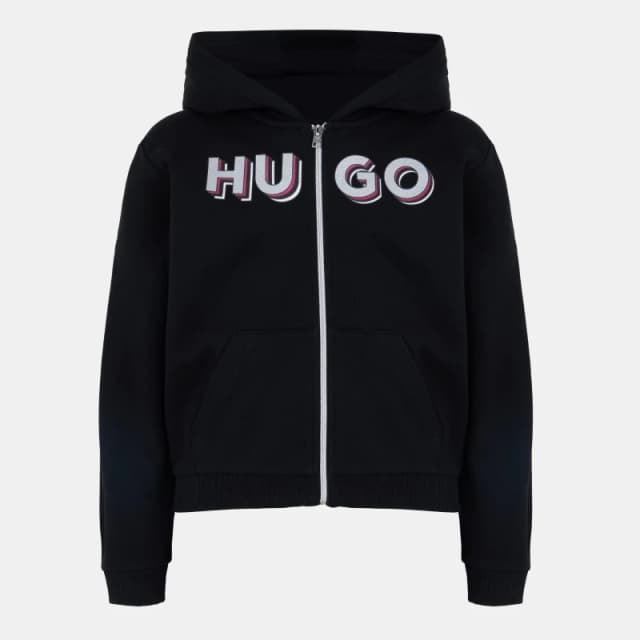 HUGO Logo Zip Hoodie - Black 9 - 10 Years