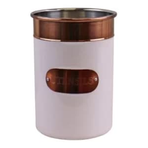 Kitchen Utensils Holder Copper & White Metal Design