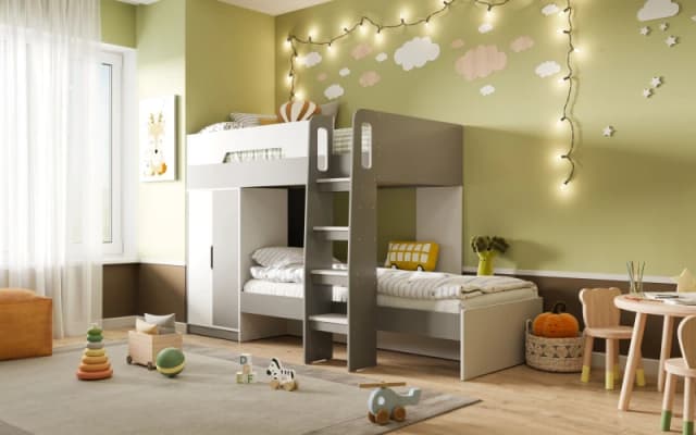 Flair Benito Bunk Bed with Wardrobe in White Size: Single White Unisex Single