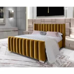 Melina Bed King Plush Velvet Mustard