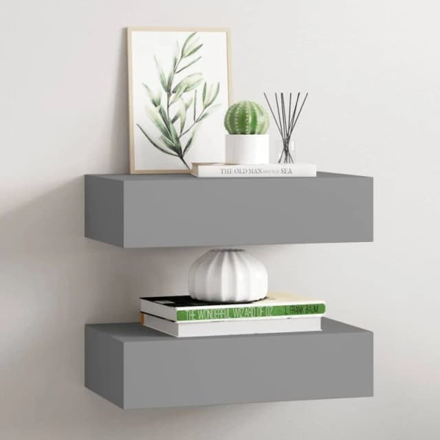 VIDAXL Wall-mounted Drawer Shelves 2 pcs Grey 40x23.5x10cm mdf Vidaxl 8720286418710