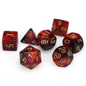 Chessex Gemini Poly 7 Set: Purple-Red/Gold