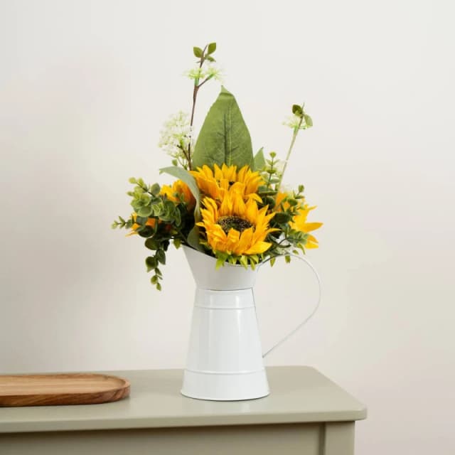 Scottish Everlastings Ltd 43cm Sunflowers in Tin Pot in Yellow Yellow Unisex