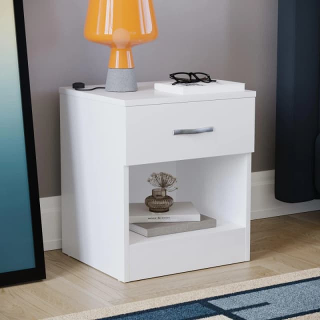 Lassic Vida Designs Riano 1 Drawer Bedside Chest White unisex 1 Drawer
