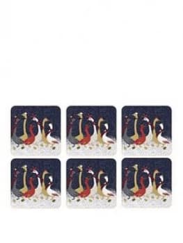Sara Miller Festive Geese Coasters ; Set Of 6