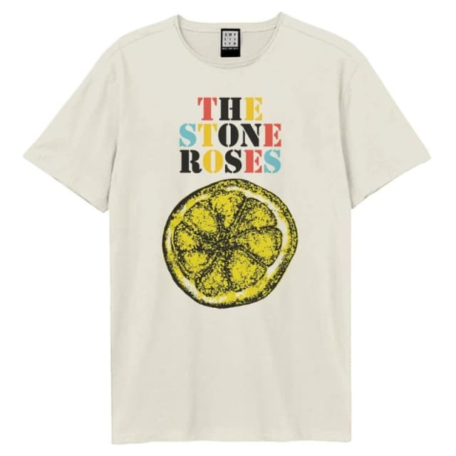 Amplified Mens Stencil & Lemon The Stone Roses T-Shirt in Off-White Size: XS Off-White Male XS