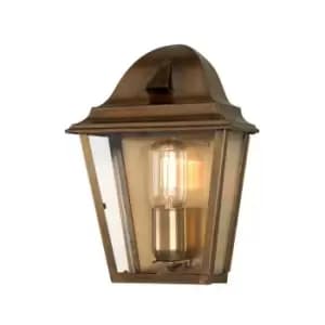 St James 1 Light Outdoor Wall Lantern Light Solid Brass IP44, E27