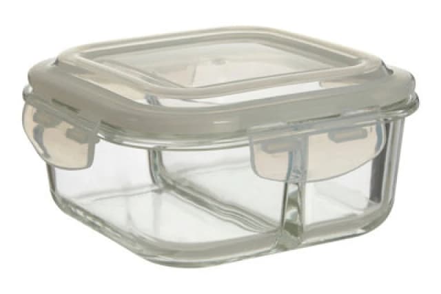 Interiors by Premier 800ml Square Food Storage Container, BPA-Free PP White Lid Kitchen Food Storage Container, Food Containers Clear