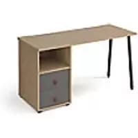 Rectangular A-frame Desk Kendal Oak, Onyx Grey Drawers Wood/Metal A-Frame Legs Charcoal Sparta 1400 x 600 x 730mm