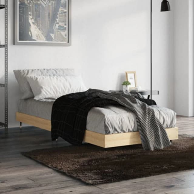 VIDAXL Bed Frame without Mattress Sonoma Oak 75x190cm Small Single Engineered Wood Vidaxl 8720845796938
