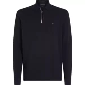 Tommy Hilfiger Gs Zip Rwb Tipped L/S Slim Polo - Blue