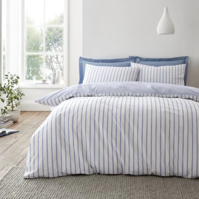 Bianca Hampton Stripe Duvet Cover Bedding Set Blue