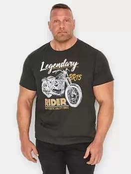 BadRhino Legendary Bike Br15 Ebony T-Shirt, Grey, Size 2XL, Men