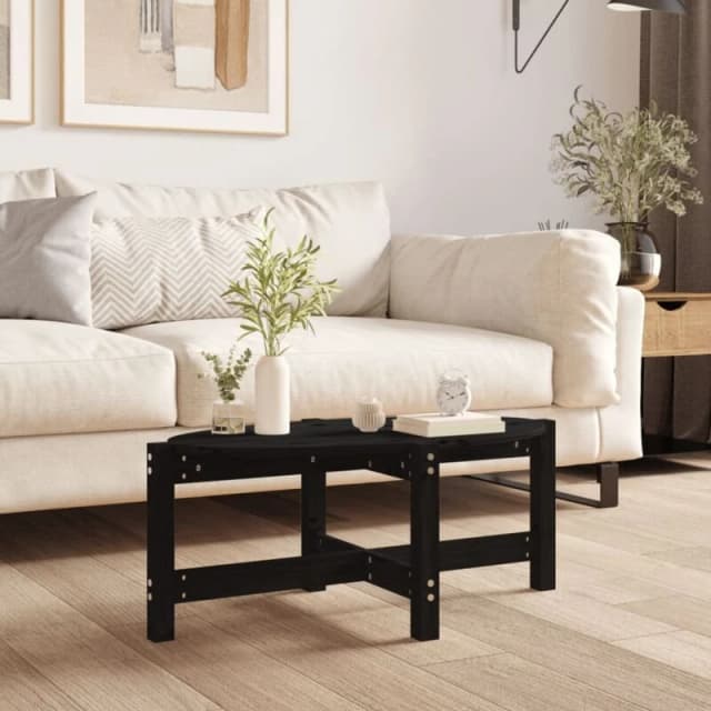 Vidaxl Coffee Table Black 87X48X35cm Solid Wood Pine, Black 822326