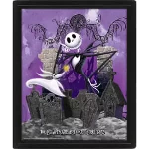 Nightmare before Christmas Framed 3D Lenticular Poster Pack Graveyard 26 x 20cm (3)