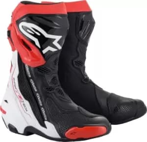 Alpinestars Supertech R Motorcycle Boots, black-white-red, Size 41, black-white-red, Size 41