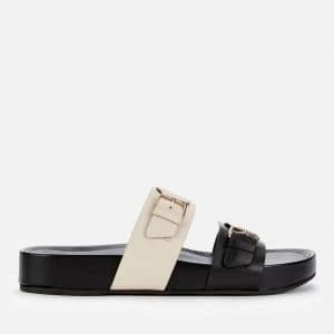 Dune Womens Loren Leather Double Strap Sandals - Black/Leather - UK 3