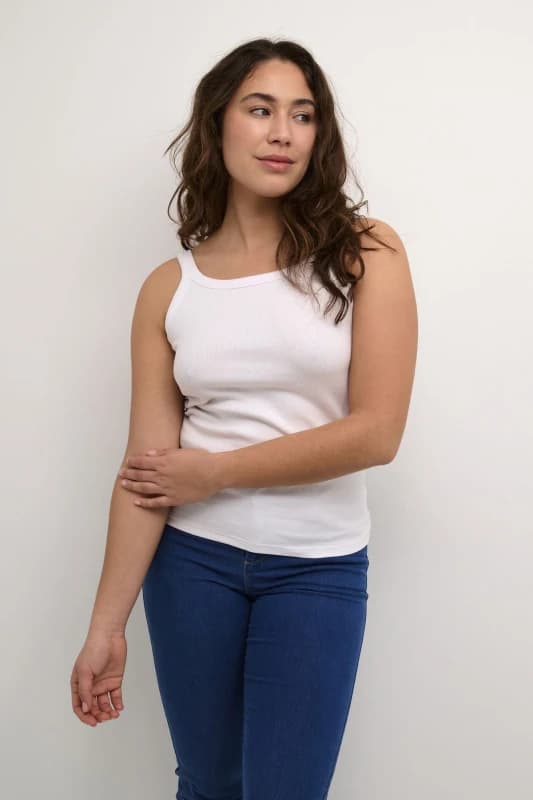 Kaffe Womens Carna Ribbed Vest Top in White Size: Medium White Female M