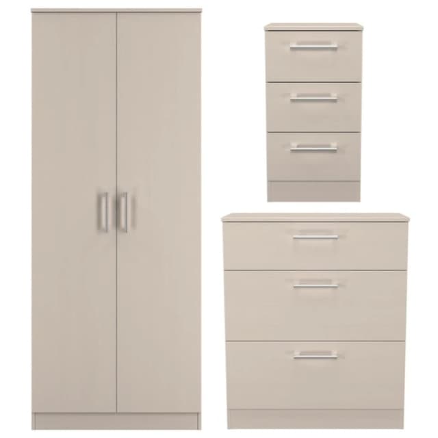 Ready Assembled 2 U Reydale 3 Piece Bedroom Furniture pack (Ready Assembled) in Taupe Size: Large Taupe Unisex Large