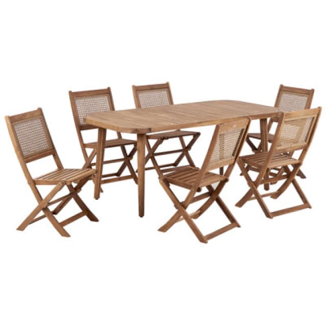 Beliani Garden Dining Set 6 Seater Paraggi Certified Acacia Wood Natural