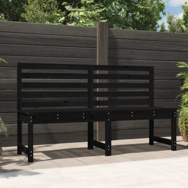 VIDAXL Garden Bench Black 157.5cm Solid Wood Pine vidaXL 8720845691646
