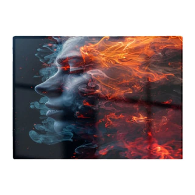 Warren Reed Designer Fiery Mindscape: Portrait In Flames Chopping Board