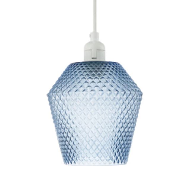 Happy Homewares Modern And Compact Diamond Design Midnight Blue Glass Pendant Shade