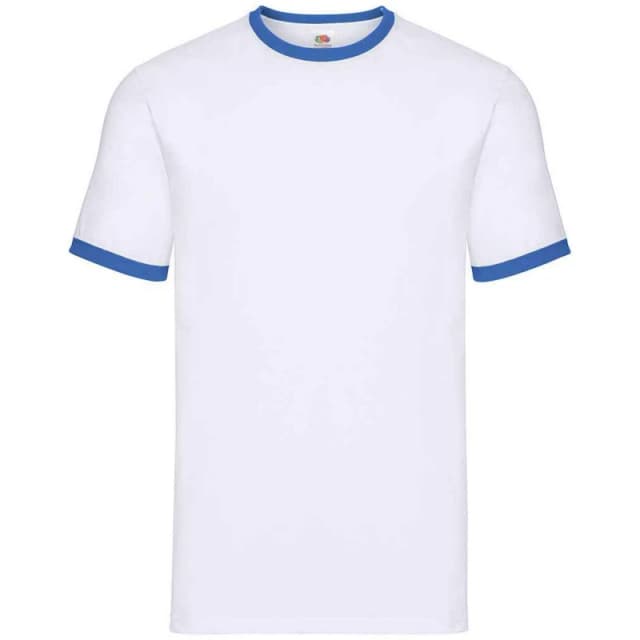 Fruit Of The Loom Fruit of the Loom Men Ringer Contrast T-Shirt in White Size: 2X-large White XXL Male 5063470809998