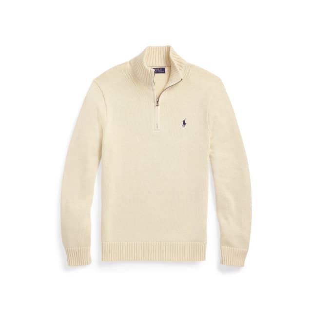 Polo Ralph Lauren Mesh-Knit Cotton Quarter-Zip Jumper Andover Cream male M
