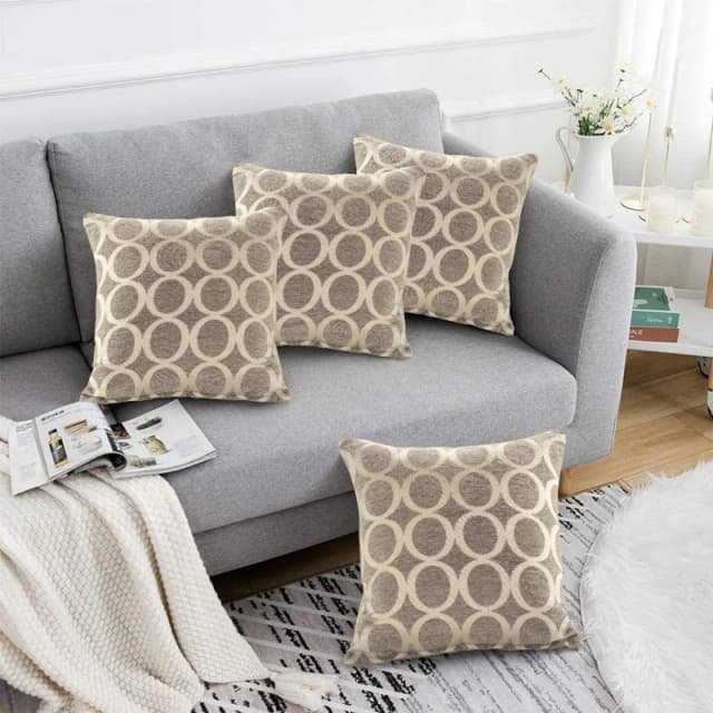 Alan Symonds Geometric O Chenille Cushion Set of 4 Silver unisex 45x45cm