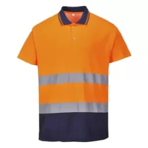 Portwest Mens Class 2 Hi Vis Cotton Comfort Polo Shirt Orange / Navy 2XL