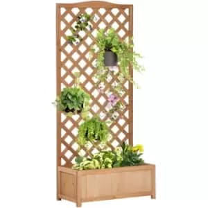 Garden Wooden Planter Box with Trellis Flower Raised Bed, 76x36x170cm - Outsunny
