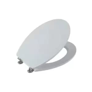 Showerdrape Cambridge Toilet Seat With Rubberised Finish - White/Chrome