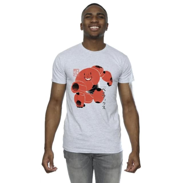 Disney Men Big Hero 6 Baymax Suite Pose T-Shirt in Grey Size: Small Grey S Male 5059934873766