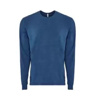 Next Level Adults Unisex Suede Feel Long Sleeve Crew T-Shirt (3XL) (Heather Cool Blue)