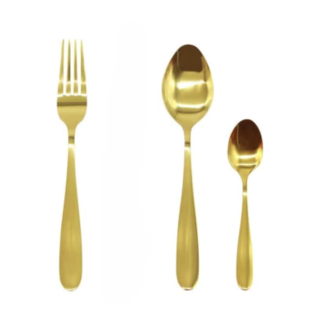 Glim & Glam Cutlery Sets Gold Stainless Steel Light Spoon Fork 16 Piece Set Gold unisex