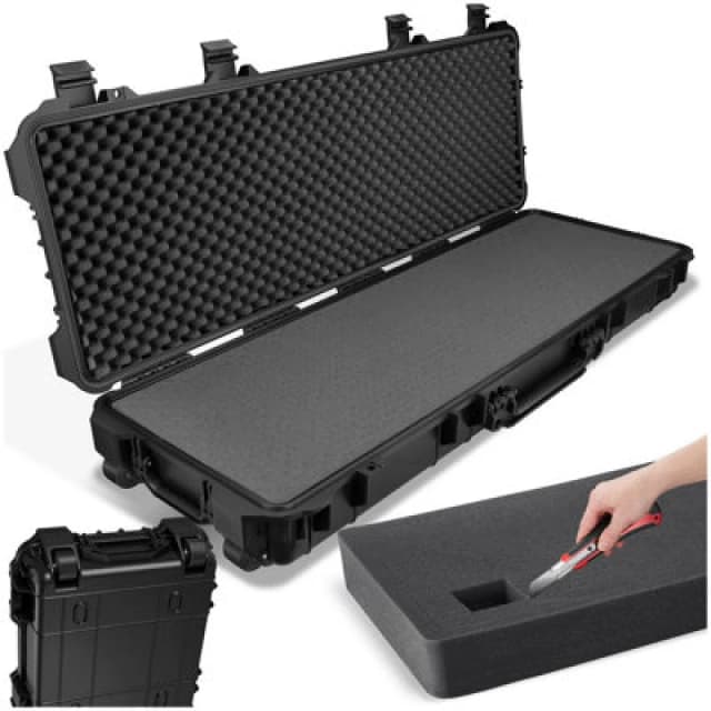 Tectake Carry Case - Waterproof Hard Shell For Drones, Cameras, Electronics, Rifle Case - Black