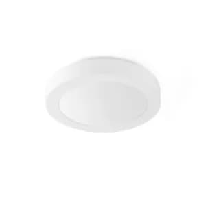 Logos 2 Light Medium Round Bathroom Flush Ceiling Light Aluminium, White IP44, E27