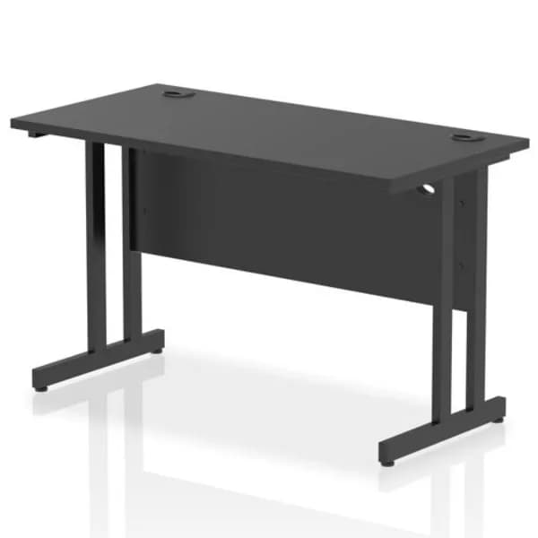 Impulse Impulse 1200 x 600mm Straight Office Desk Black Top Black Cantilever Leg IRDC1266BBLK