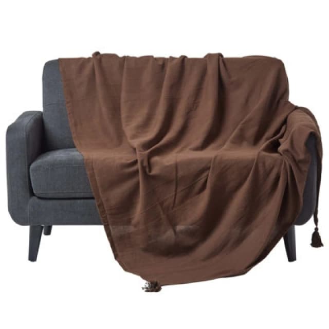 Homescapes Cotton Rajput Ribbed Throw Chocolate