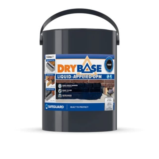Drybase Liquid Damp Proof Membrane (5L, Black) - Damp Proof Paint For Interior Walls And Floors. Waterproof Paint.