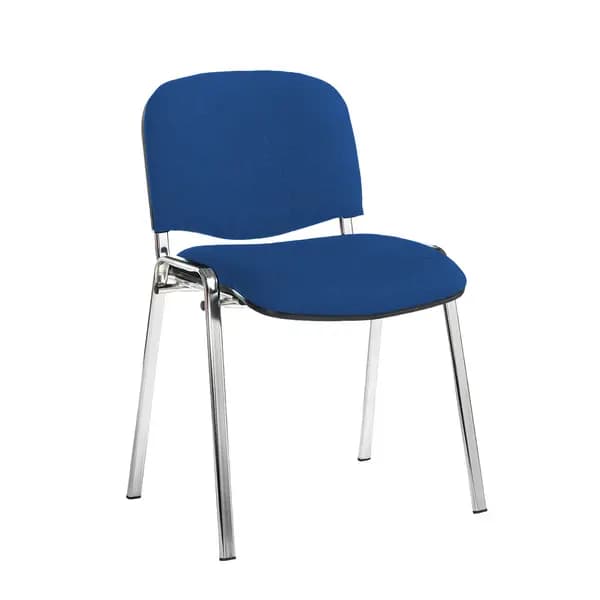 Taurus Padded Stackable Waiting Room Chair - Chrome - No Arms - Scuba Blue