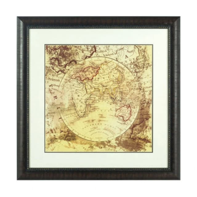 Premier Housewares Framed Vintage Map Wall Art Home Wall Decor Black