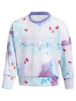Adidas Girls Younger Large Tie Dye Crew Sweat - Purple