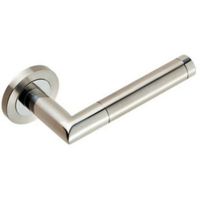 Loops PAIR Mitred Round Bar Lever Ringed Design Conceled Fix Polished Satin Steel Metallics