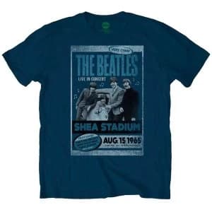 The Beatles Shea Stadium 1965 Mens Medium T-Shirt - Light Navy