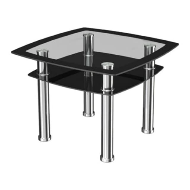 Avf 60Cm X 60Cm Lamp Table - Black Glass & Chrome